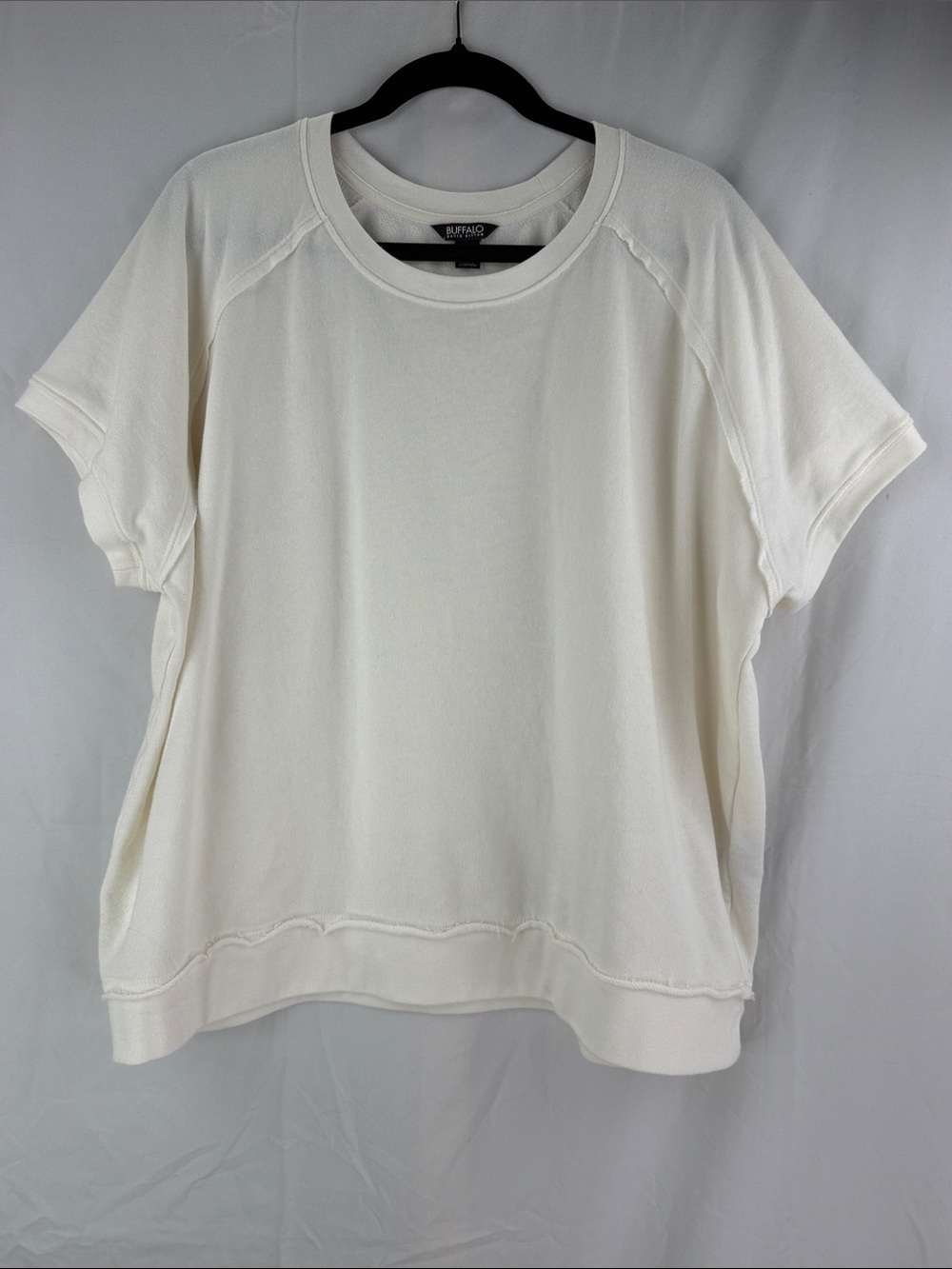 Buffalo David Bitton Women’s Size XXL Cream Short-Sleeve Crewneck Sweatshirt